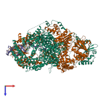 PDB entry 3u4q coloured by chain, top view.