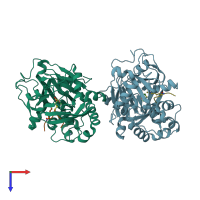 PDB entry 3u4s coloured by chain, top view.