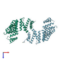 PDB entry 3u4t coloured by chain, top view.