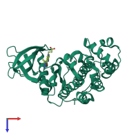 PDB entry 3u4u coloured by chain, top view.