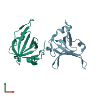PDB entry 3u4v coloured by chain, front view.