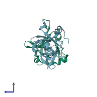 PDB entry 3u4v coloured by chain, side view.
