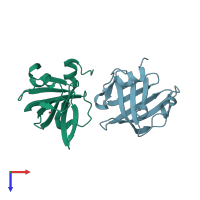 PDB entry 3u4v coloured by chain, top view.