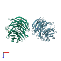 PDB entry 3u4y coloured by chain, top view.