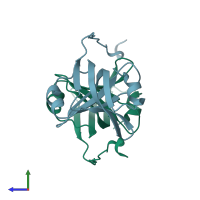 PDB entry 3u4z coloured by chain, side view.