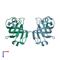 PDB entry 3u4z coloured by chain, top view.