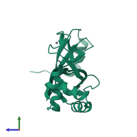 PDB entry 3u50 coloured by chain, side view.