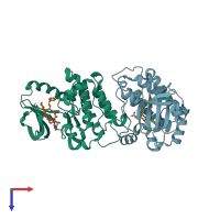 PDB entry 3u51 coloured by chain, top view.