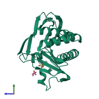 PDB entry 3u55 coloured by chain, side view.