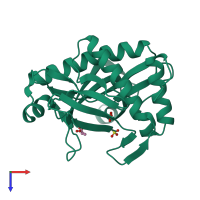 PDB entry 3u55 coloured by chain, top view.