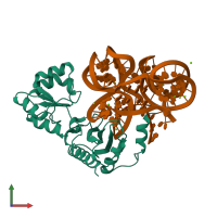 PDB entry 3u56 coloured by chain, front view.