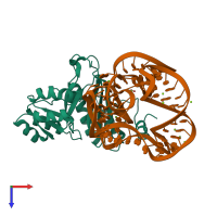 PDB entry 3u56 coloured by chain, top view.