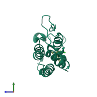 Monomeric assembly 2 of PDB entry 3u5k coloured by chemically distinct molecules, side view.