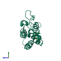 Monomeric assembly 3 of PDB entry 3u5k coloured by chemically distinct molecules, side view.