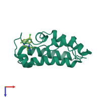 Monomeric assembly 3 of PDB entry 3u5k coloured by chemically distinct molecules, top view.