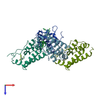 PDB entry 3u5k coloured by chain, top view.