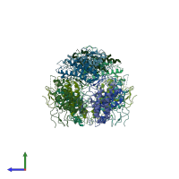 PDB entry 3u5m coloured by chain, side view.