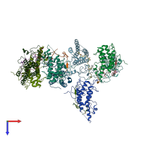 PDB entry 3u5o coloured by chain, top view.