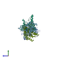 PDB entry 3u5t coloured by chain, side view.