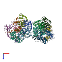 PDB entry 3u5z coloured by chain, top view.