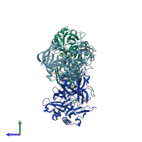 PDB entry 3u6a coloured by chain, side view.