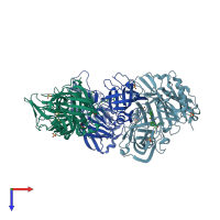 PDB entry 3u6a coloured by chain, top view.