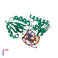 PDB entry 3u6d coloured by chain, top view.