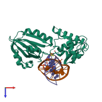 PDB entry 3u6e coloured by chain, top view.