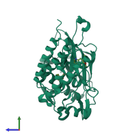 PDB entry 3u6j coloured by chain, side view.