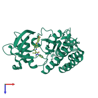 PDB entry 3u6j coloured by chain, top view.