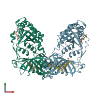 PDB entry 3u6k coloured by chain, front view.