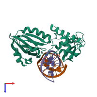 PDB entry 3u6l coloured by chain, top view.
