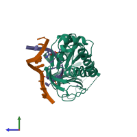 PDB entry 3u6m coloured by chain, side view.