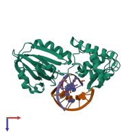 PDB entry 3u6m coloured by chain, top view.