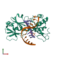PDB entry 3u6q coloured by chain, front view.