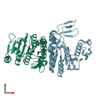 PDB entry 3u6u coloured by chain, front view.