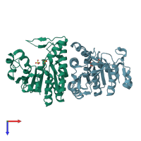 PDB entry 3u6u coloured by chain, top view.