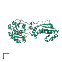 PDB entry 3u7e coloured by chain, top view.