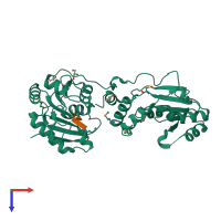 PDB entry 3u7h coloured by chain, top view.