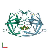 PDB entry 3u7s coloured by chain, front view.