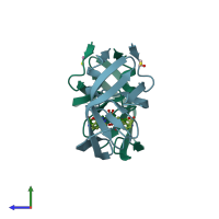 PDB entry 3u7s coloured by chain, side view.