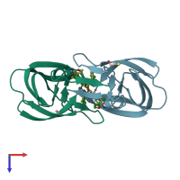 PDB entry 3u7s coloured by chain, top view.