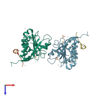 PDB entry 3u7x coloured by chain, top view.