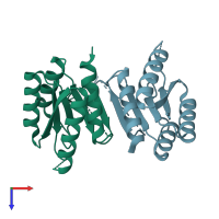 PDB entry 3u80 coloured by chain, top view.