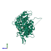 PDB entry 3u85 coloured by chain, side view.