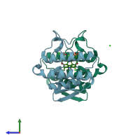 PDB entry 3u8d coloured by chain, side view.