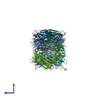 PDB entry 3u8j coloured by chain, side view.