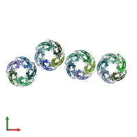 PDB entry 3u8k coloured by chain, front view.