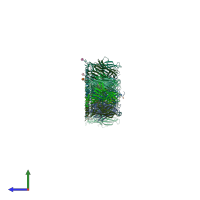 PDB entry 3u8k coloured by chain, side view.