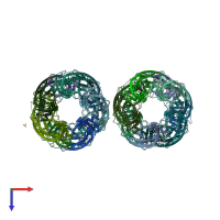 PDB entry 3u8m coloured by chain, top view.